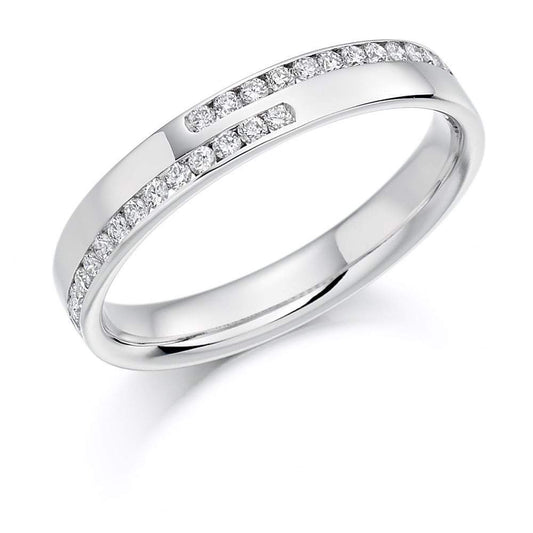 Diamond offset double row 1/2 eternity band Ring Gemex platinum *