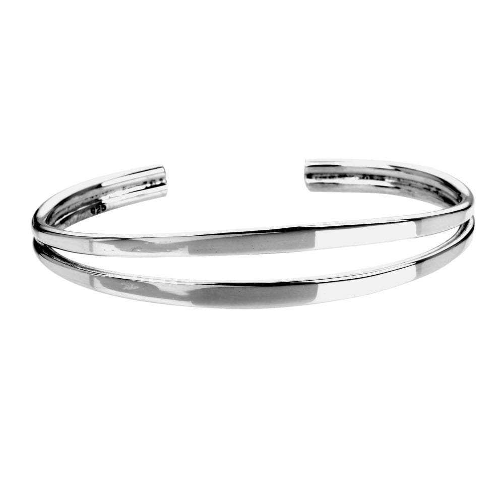 Silver double band cuff bangle Bangle Tianguis Jackson