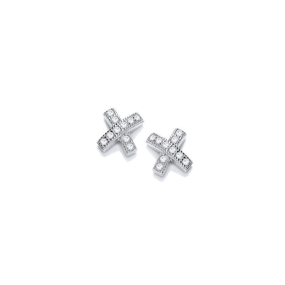 Silver cubic zirconia kiss studs Earrings Rock Lobster   