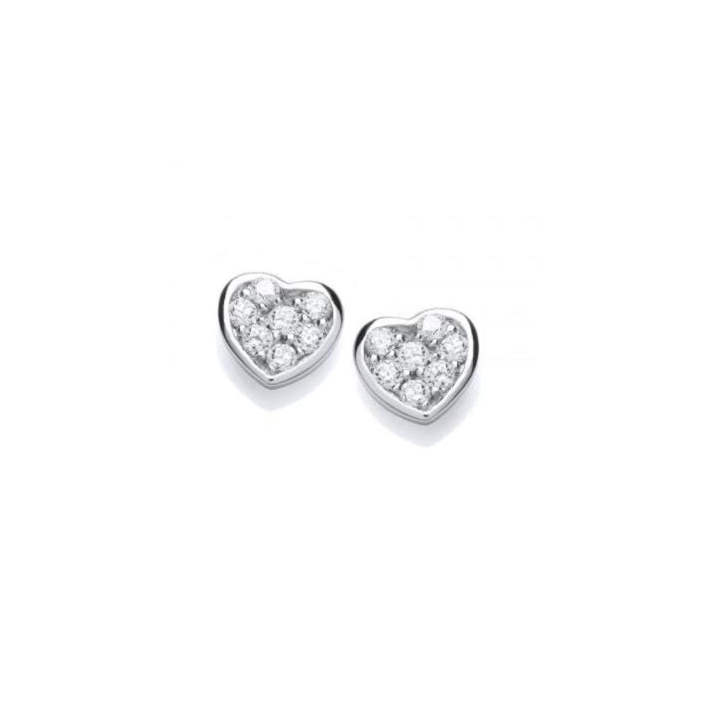 Silver cubic zirconia pave heart studs Earrings Rock Lobster Jewellery