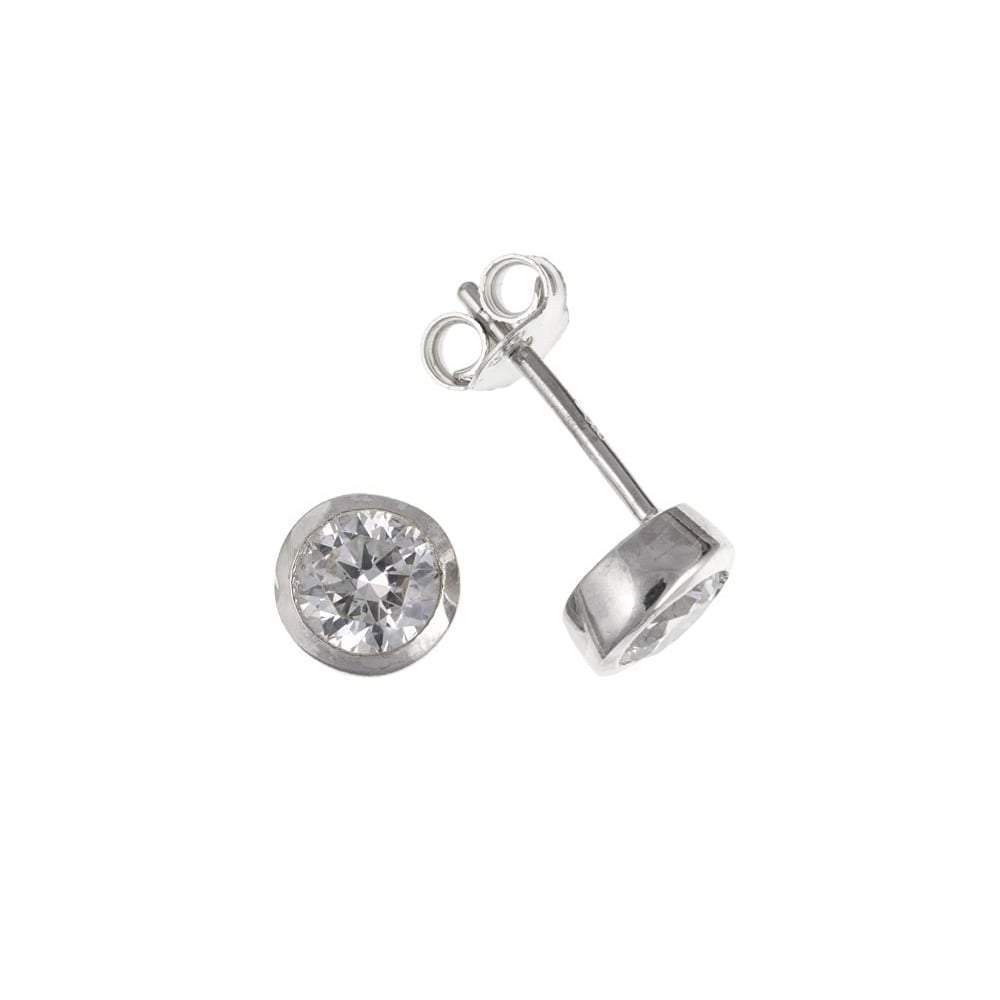 Silver CZ 5mm rubover studs Earrings Ian Dunford