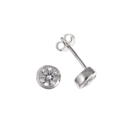 Silver CZ 5mm rubover studs Earrings Ian Dunford