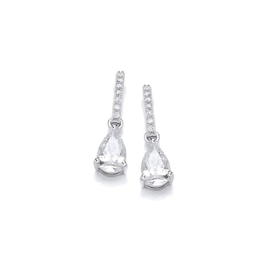 Silver CZ glamour teardrop earrings Earrings Cavendish French