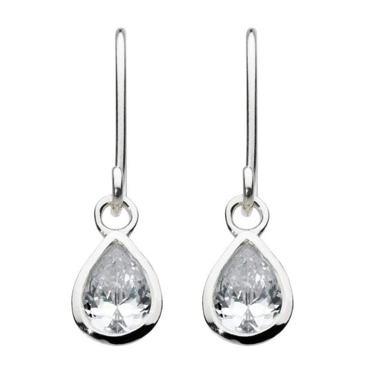 Silver CZ teardrop hook earrings Earrings Rock Lobster Jewellery