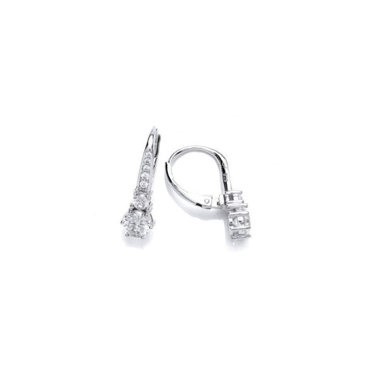 Silver deco hook hoop earrings with cubic zirconia Earrings Cavendish French