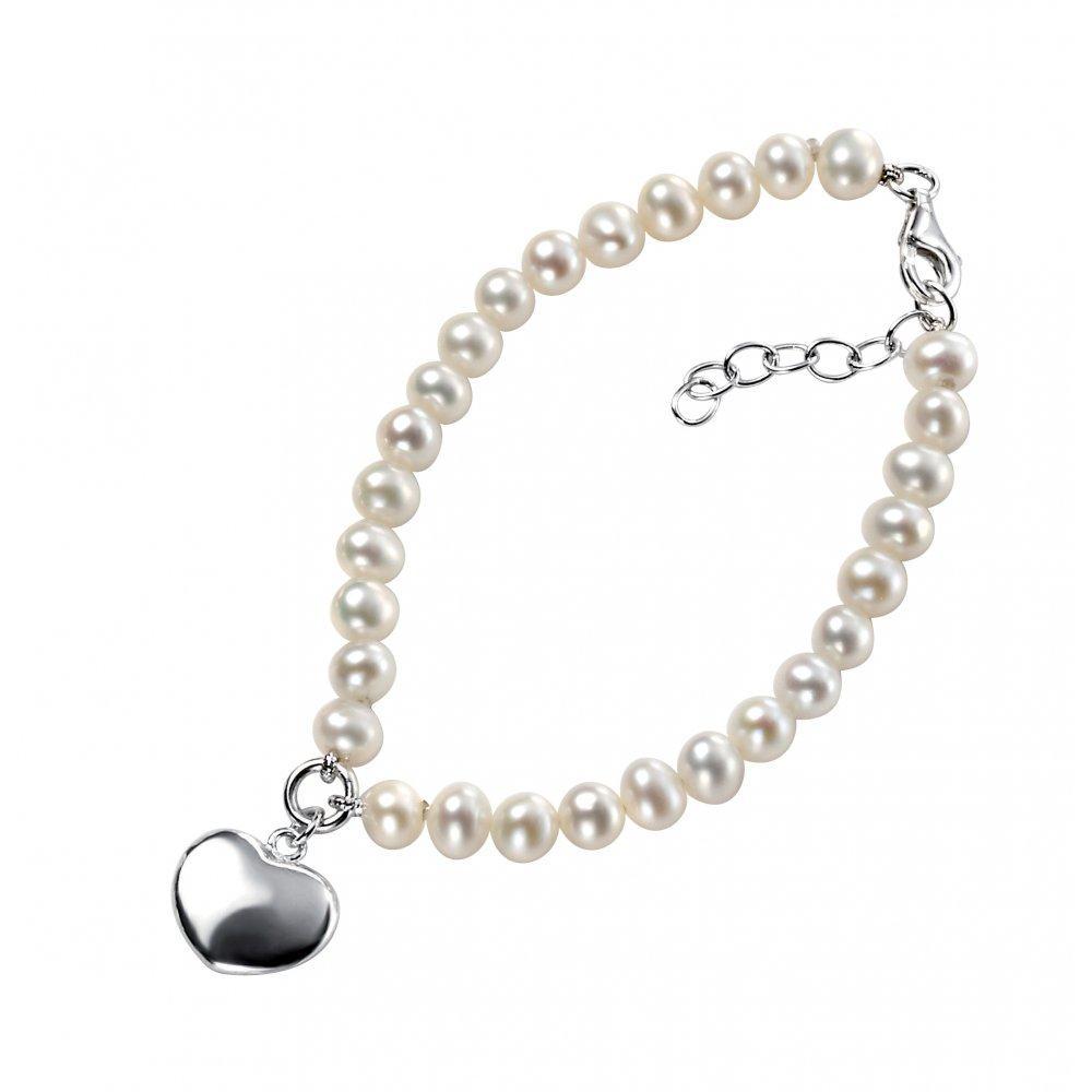 Silver white freshwater pearl heart bracelet Bracelet Gecko
