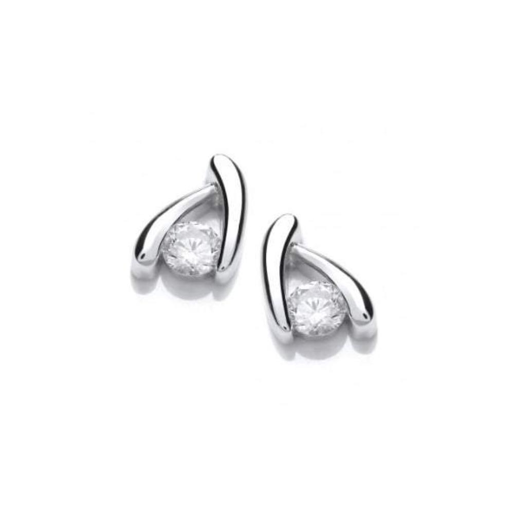 Silver wishbone stud earrings with cubic zirconia Earrings Cavendish French
