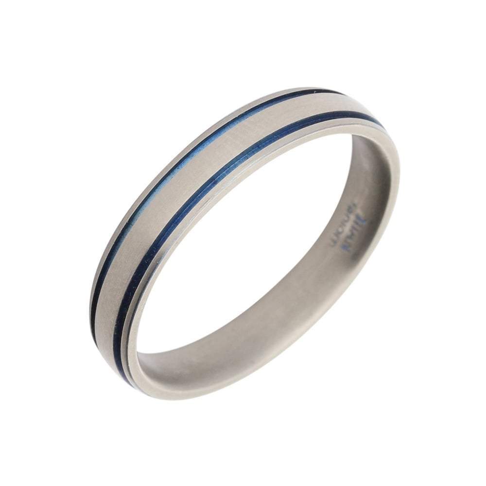 Titanium blue stripes band size U1/2 Ring Rock Lobster Jewellery