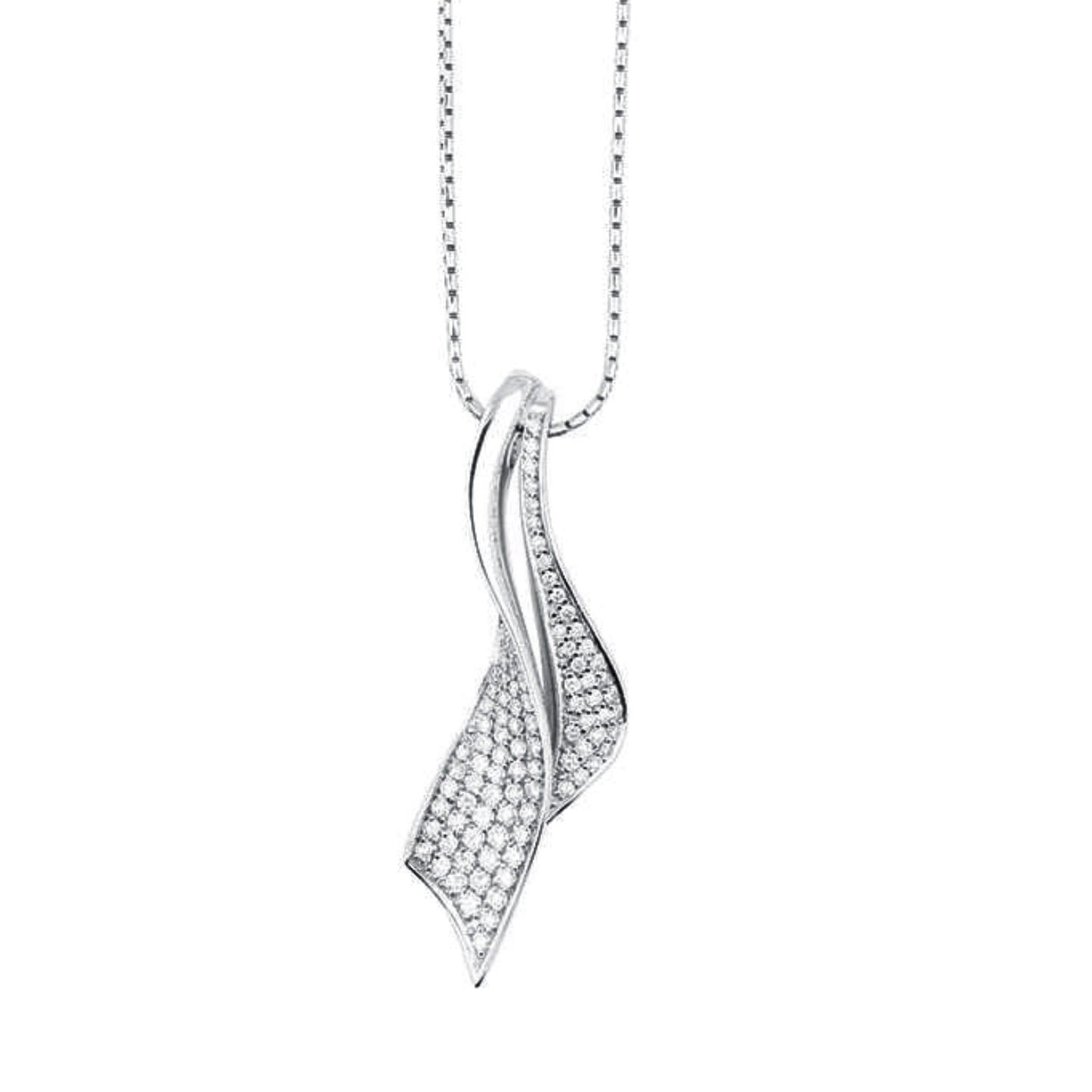 18ct White Gold 1.00ct diamond covered ribbon pendant Pendant Breuning   