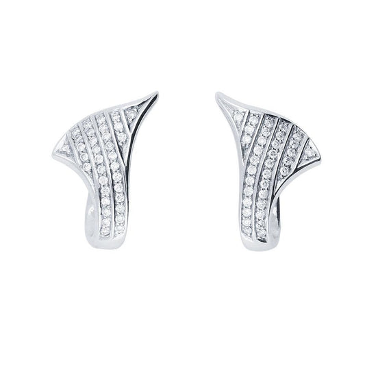 14ct White gold 0.44ct diamond set shaped hoop earrings Earrings Breuning