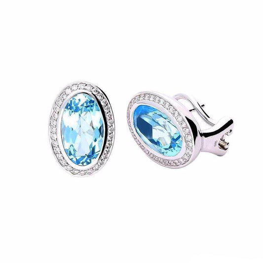 14ct White gold blue topaz and 0.35ct diamond stud earrings Earrings Breuning