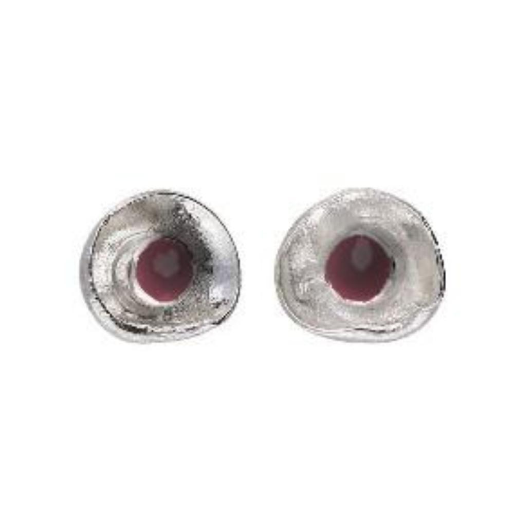 Sally Ratcliffe Silver pink tourmaline large rockpool studs Earrings Sally Ratcliffe