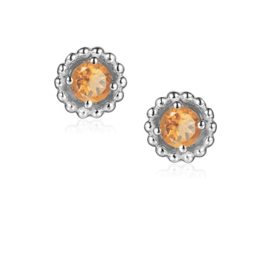 Citrine Silver Birthstone Earrings - Nov Earrings Amore