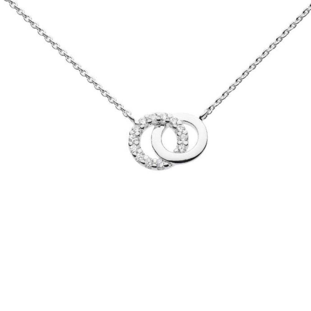Silver and cubic zirconia double hoop necklace Necklace DEW
