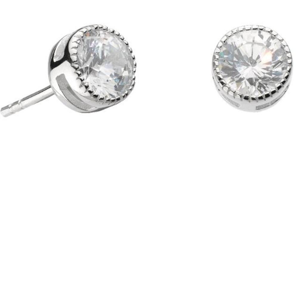 Silver and cubic zirconia medium fancy edged stud earrings Earrings Rock Lobster Jewellery