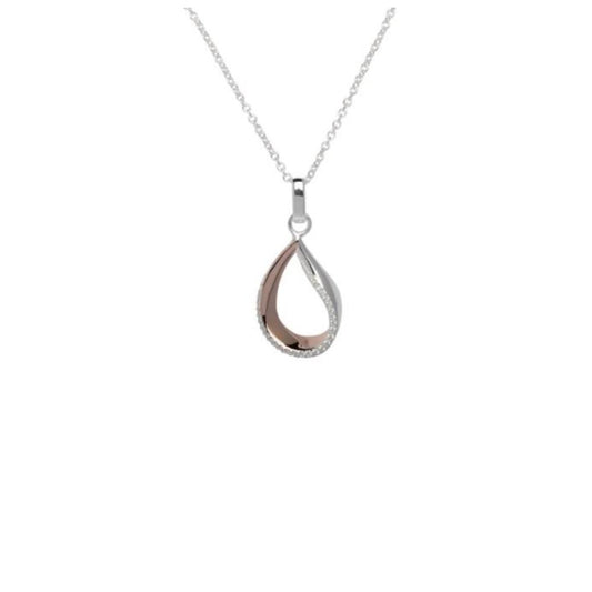 Silver and cubic zirconia loop pendant with rose gold detailing Pendant Unique