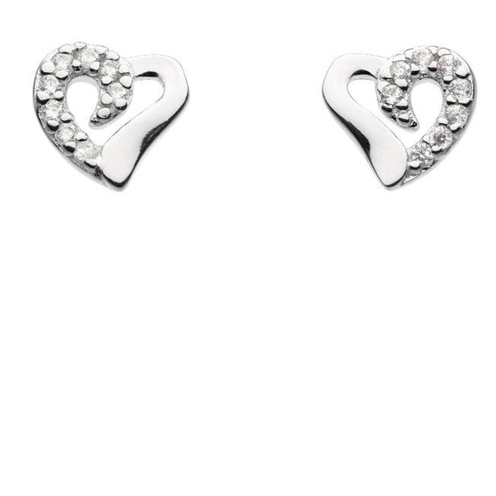 Silver and cubic zirconia open heart stud earrings Earrings DEW