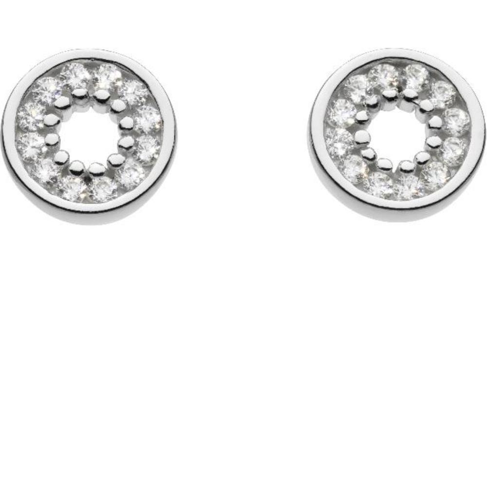 Silver and cubic zirconia small hoop stud earrings Earrings DEW