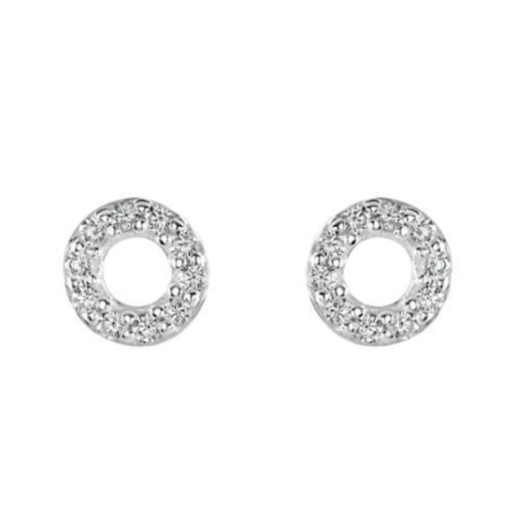 Silver and cubic zirconia tiny hoop stud earrings Earrings DEW