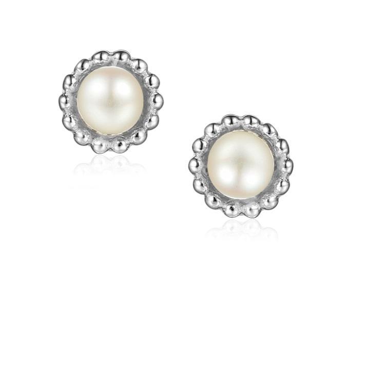 Pearl Silver Birthstone Earrings - June Earrings Amore