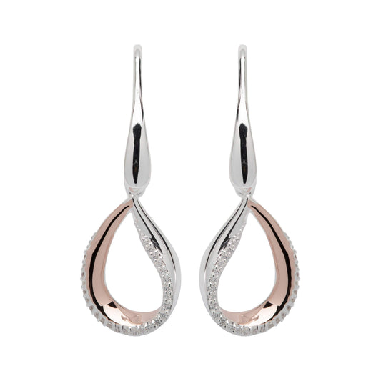 Silver and rose gold hoop hook earrings with CZ detailing Earrings Unique