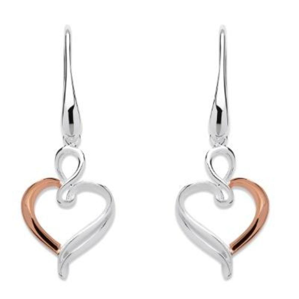 Silver and rose gold wire heart hook earrings Earrings Unique