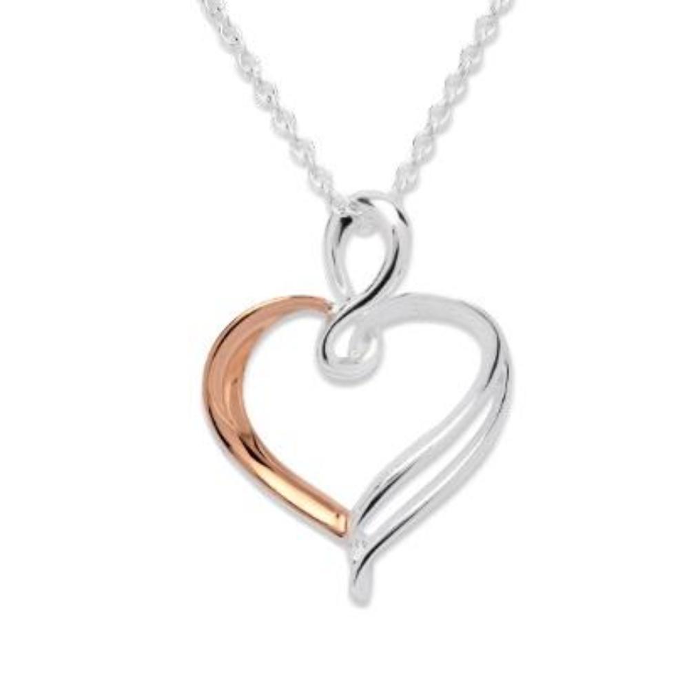 Silver and rose gold wire heart pendant Pendant Unique