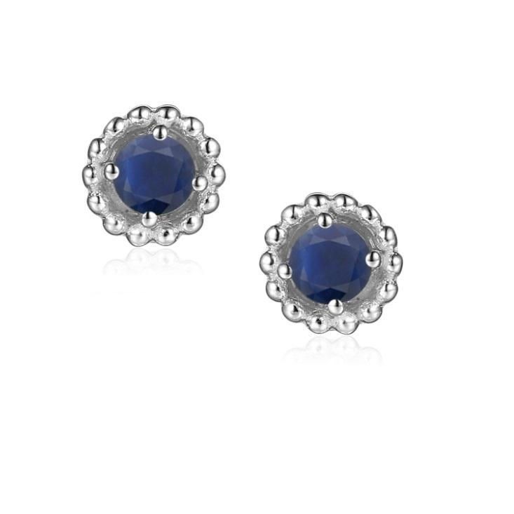 Sapphire Silver Birthstone Earrings - Sept Earrings Amore
