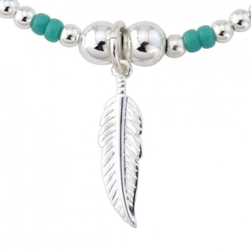 Silver and Turquoise tribal feather bracelet Bracelet Trink