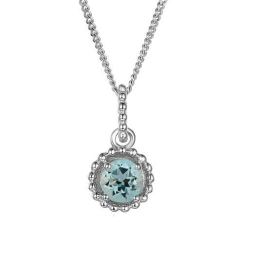 Aquamarine Pendant - March Birthstone Pendant Amore