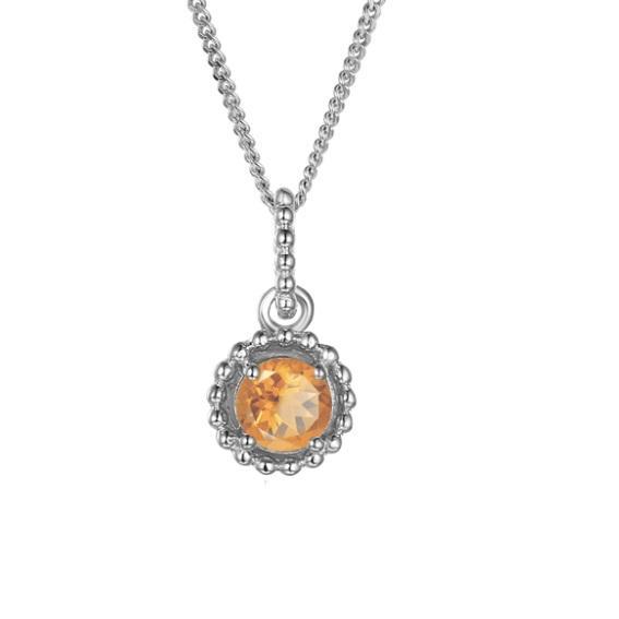 Citrine Silver Pendant Nov Birthstone Pendant Amore