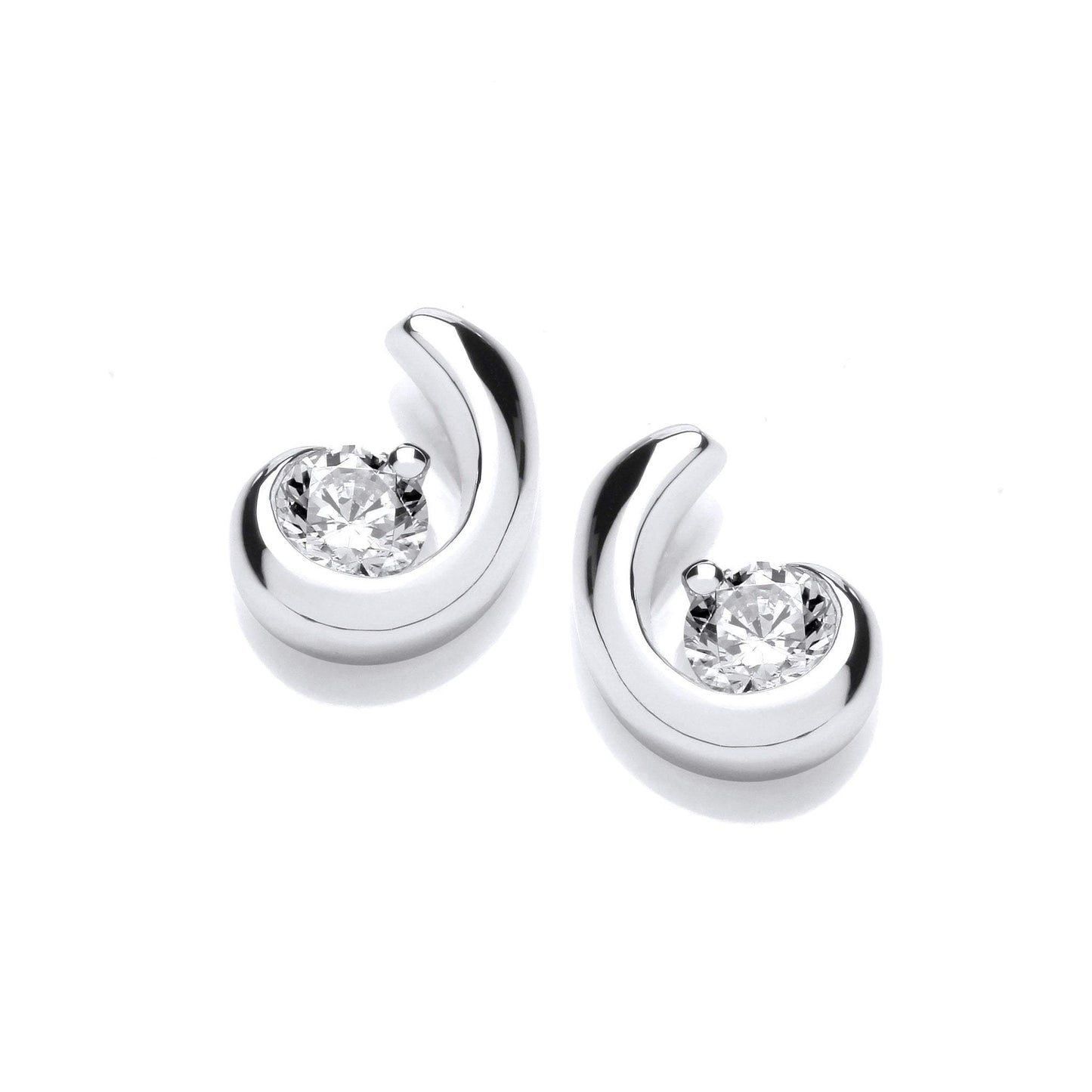 Silver cubic zirconia comma stud earrings Earrings Cavendish French