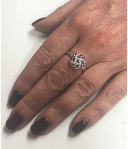 Silver & Cubic Zirconia Love Knot Ring Ring Cavendish French