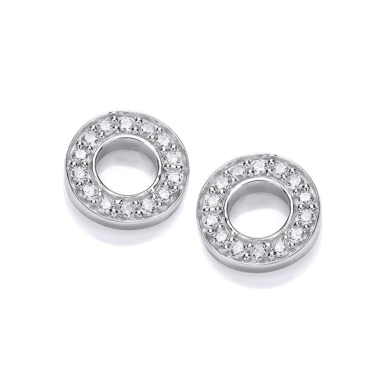 Silver cubic zirconia medium polo stud earrings Earrings Cavendish French