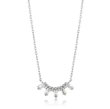 Silver CZ glow solid bar necklace Necklace Ania Haie