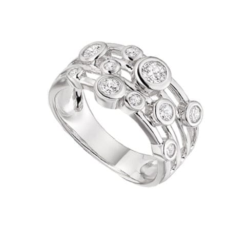 Silver & CZ multi row bubble ring Ring Amore