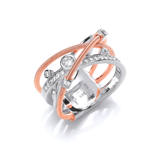 Silver Galaxy Ring with Rose Gold Vermeil Ring Cavendish French