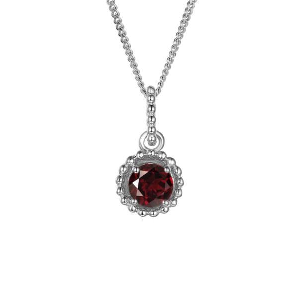 Garnet Silver Pendant Jan Birthstone Pendant Amore