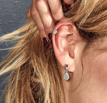 Silver Pebble Glisten Pavé Drop Earrings Earrings Kit Heath