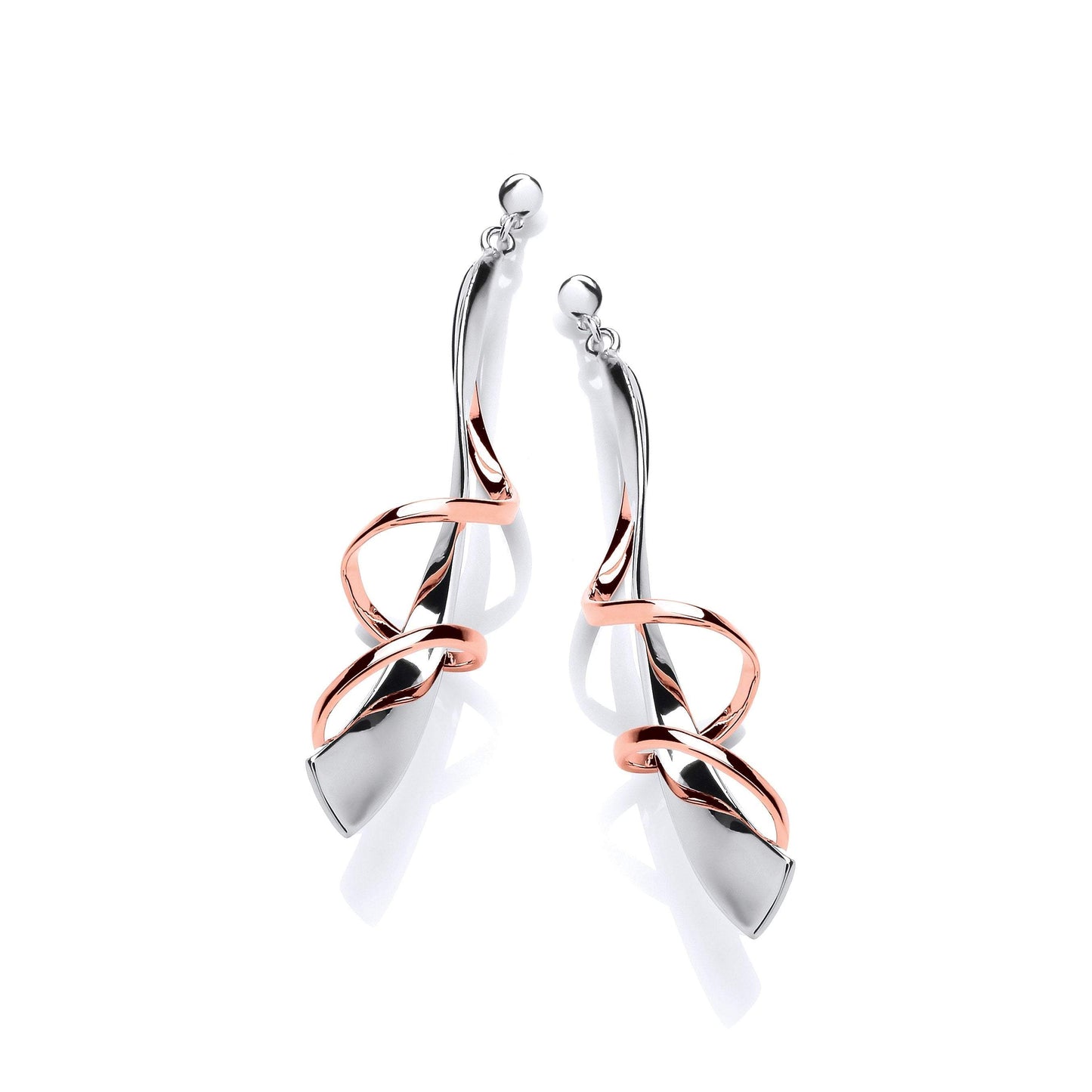 Silver rose gold twirl drop earrings Earrings Cavendish French