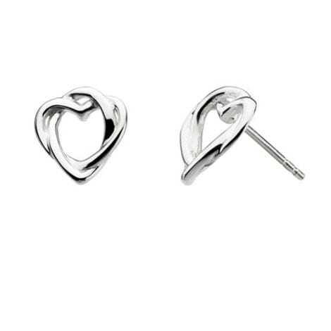 Silver woven heart stud earrings Earrings DEW