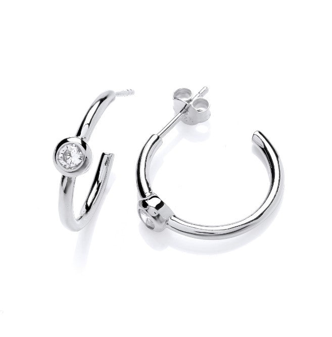 Silver & Cubic Ziirconia Hoop Earrings Earrings Cavendish French