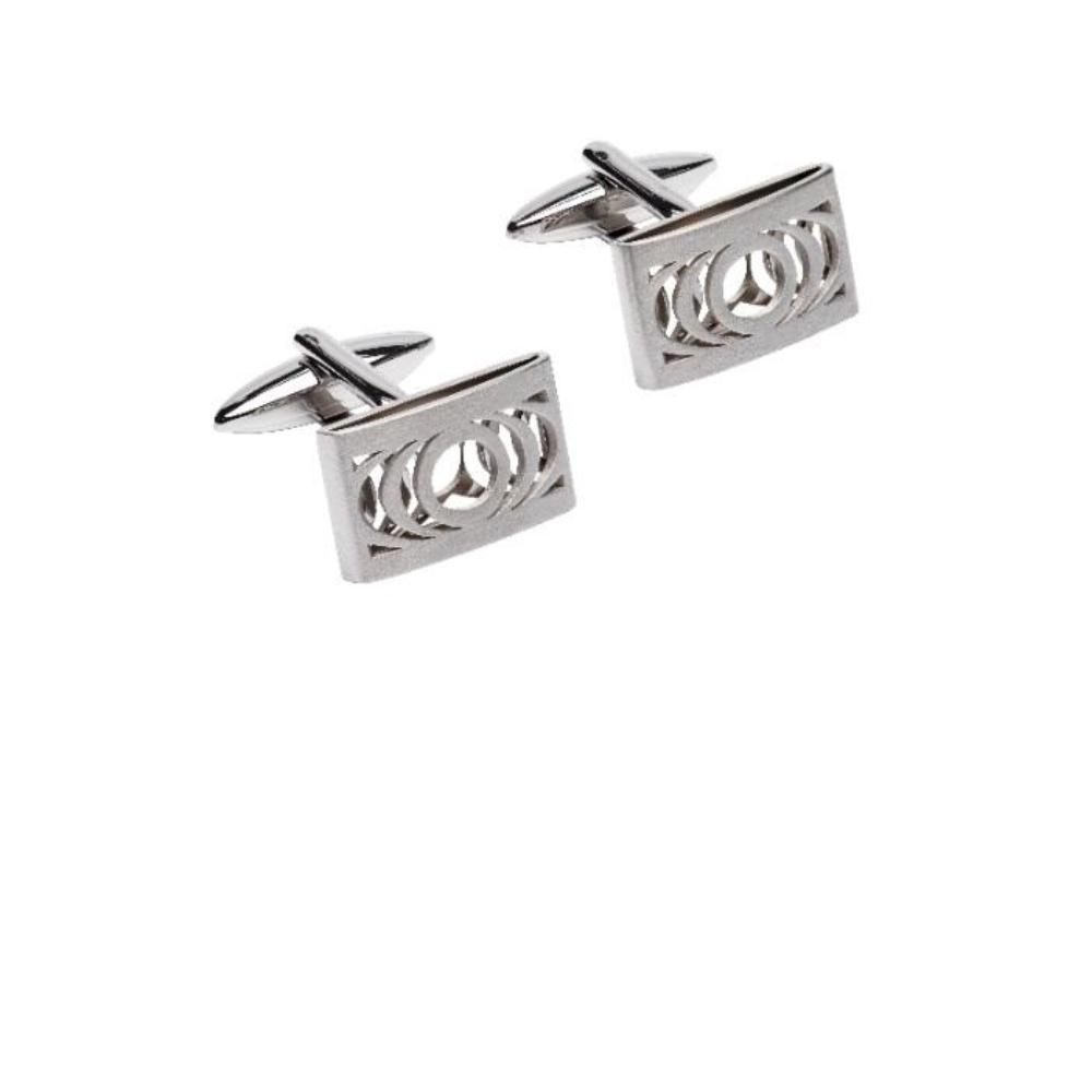 Steel hollow arc design rectangle cufflinks Cufflinks Unique