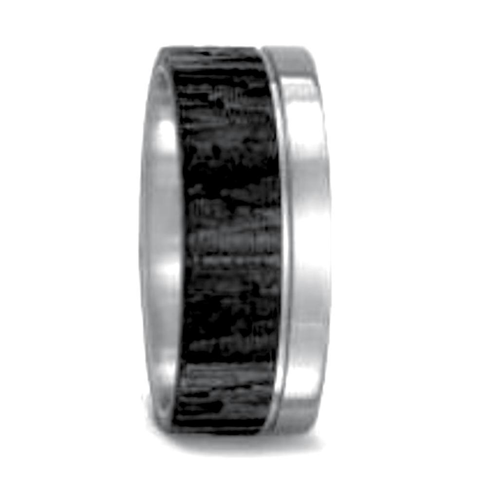 Titanium Carbon bark effect band size U Ring Titan Factory