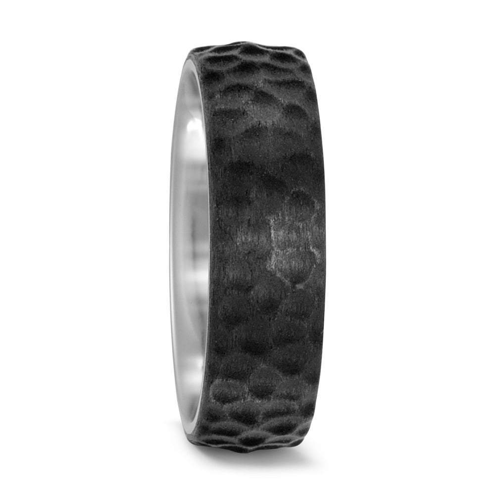 Titanium Carbon hammered band sizes Q1/2 & V Ring Titan Factory