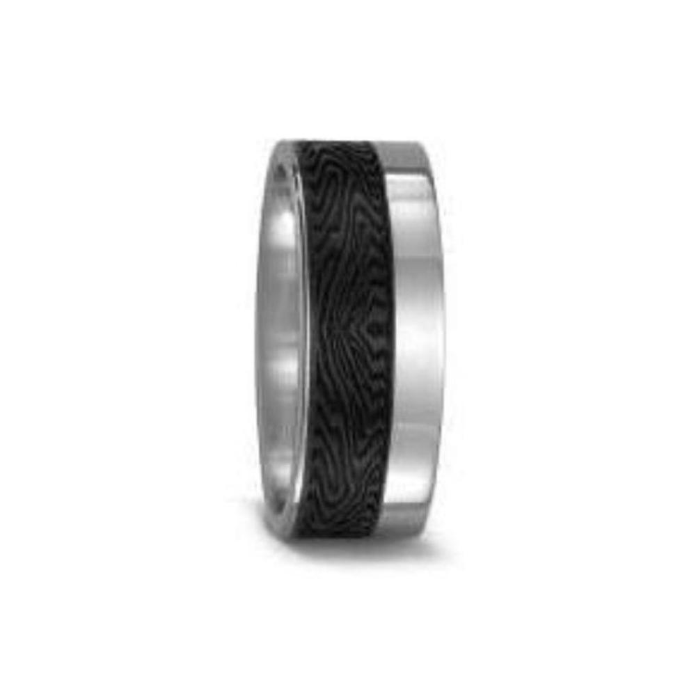 Titanium off set Carbon textured band size U Ring Titan Factory