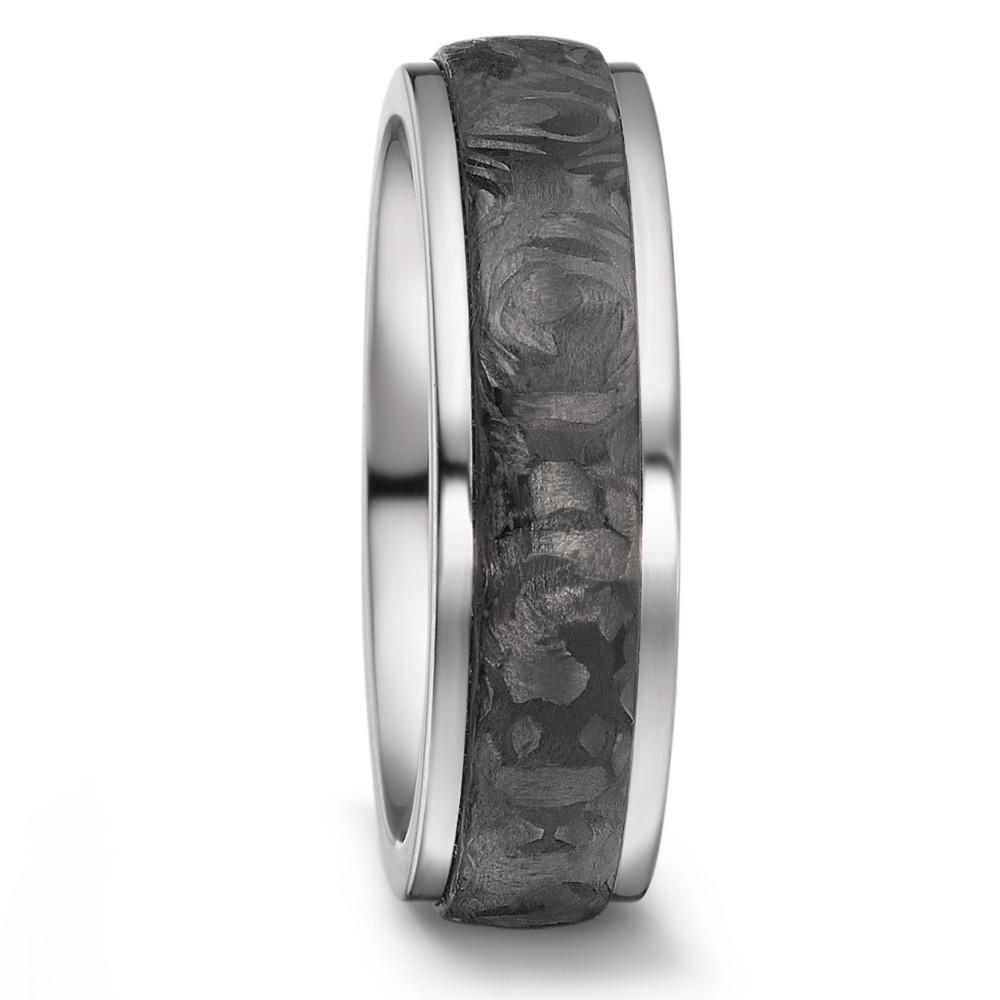 Titanium band with a patterned carbon centre size U Ring Titan Factory