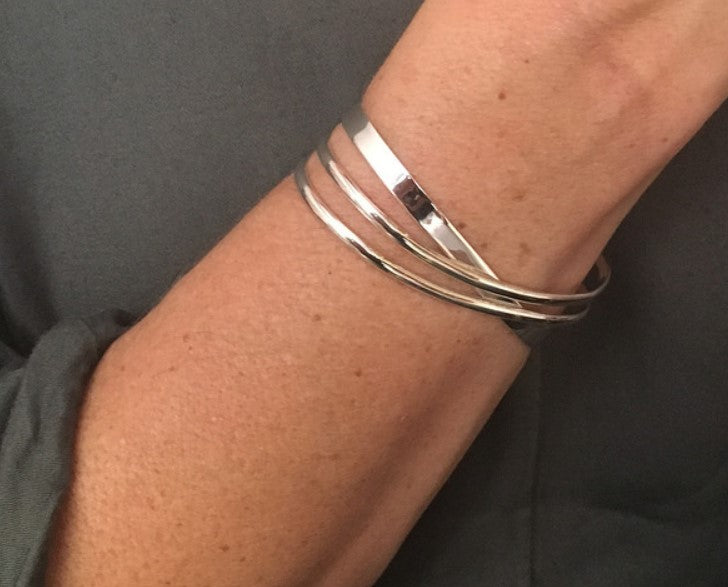 Silver Triple Wave Band Cuff Bangle Bangles Cavendish French