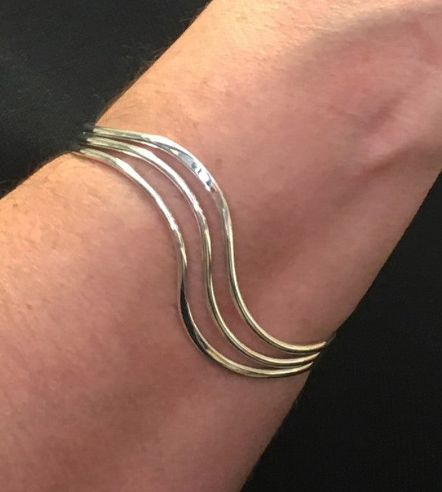 Silver Triple Band Wave Bangle Bangles Cavendish French