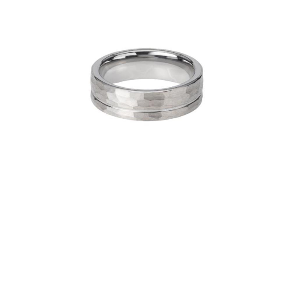 Tungsten Carbide hammered ring size V Ring Unique